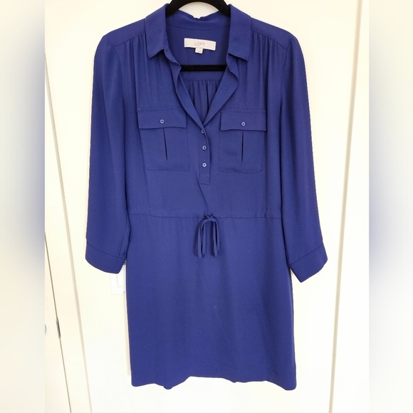 Loft Tie Waist Shirt Dress - Picture 1 of 9